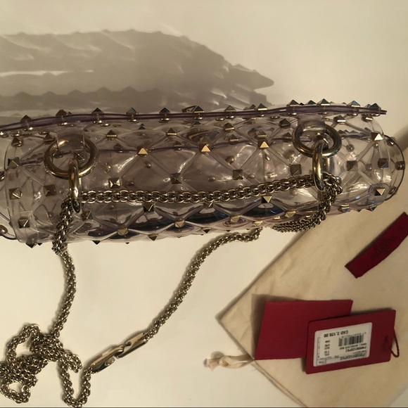 Valentino clear rockstud small size bag with chain - Picture 6 of 15